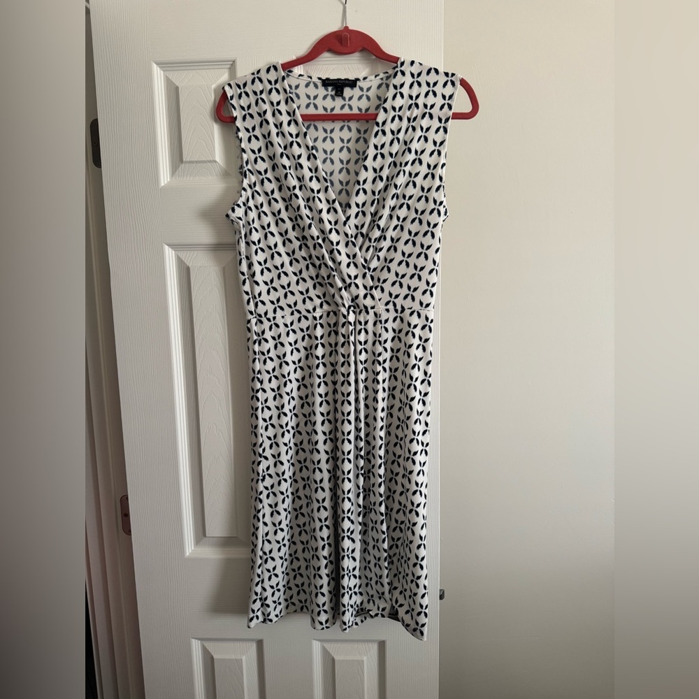 Banana Republic Blue and White Geometric Midi Dress